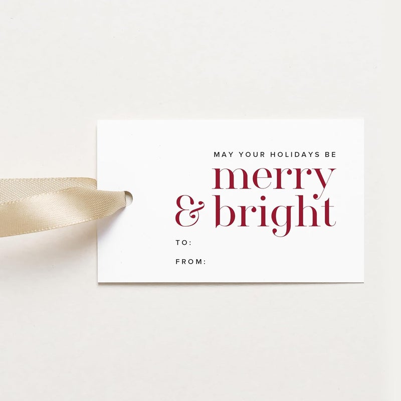 ThreeKin Collective ThreeKin Pack of 50 Christmas Gift Tags, 2 x 3.25 Rectangle Tag with Pre-Punched Hole, Perfect Hanging Tags for Holiday Gifts, Christmas Presents, Events and Celebrations | Gift Wrap Tags - Image 1